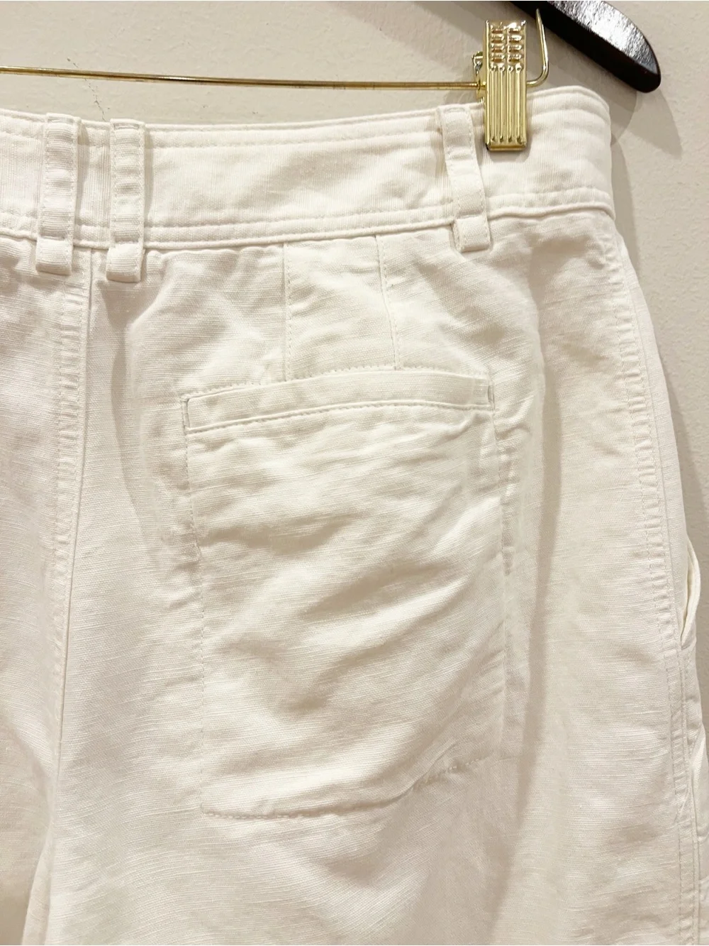 Banana Republic Mya Cargo Pant Womens 8 Cream White Linen Cotton Relaxed